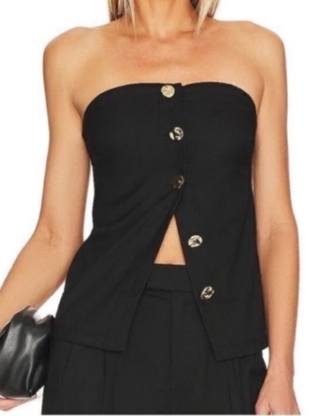 NWT Rails Lulu Strapless Button Front Top Black XL